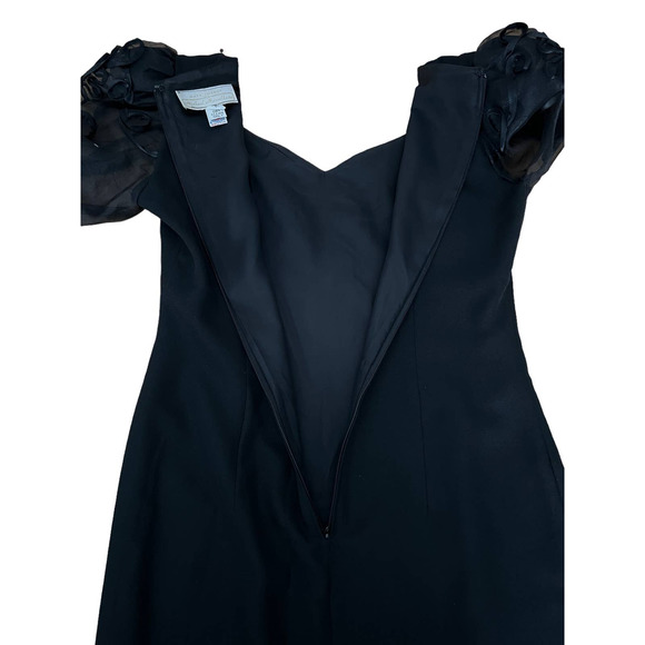 Maya Jornot For Michael Marcella Black Dress Embroider Design 3/4 Sleeve 8 VTG - Picture 11 of 16